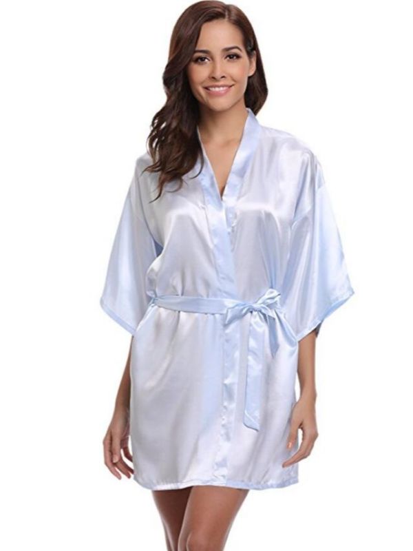 Light Blue Bridesmaid Robes | Satin Robes | Bloom Bridals