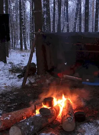 Ночевка в лесу зимой