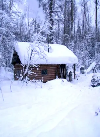 Избы в тайге зимовье