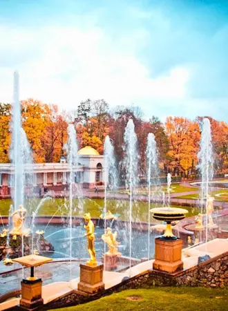 Петергоф фонтаны осенью