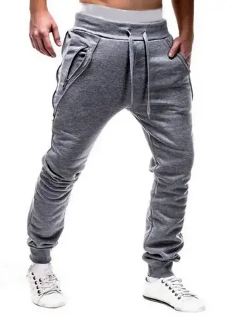 Solid Drawstring Cargo Jogger Pants