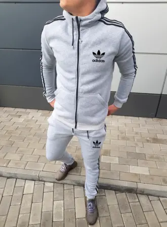 Спортивный костюм адидас мужской серый